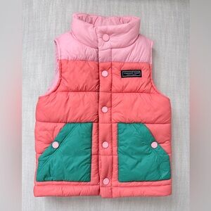 Vineyard Vines Kids' Pink and Green Puffer Vest, size 6